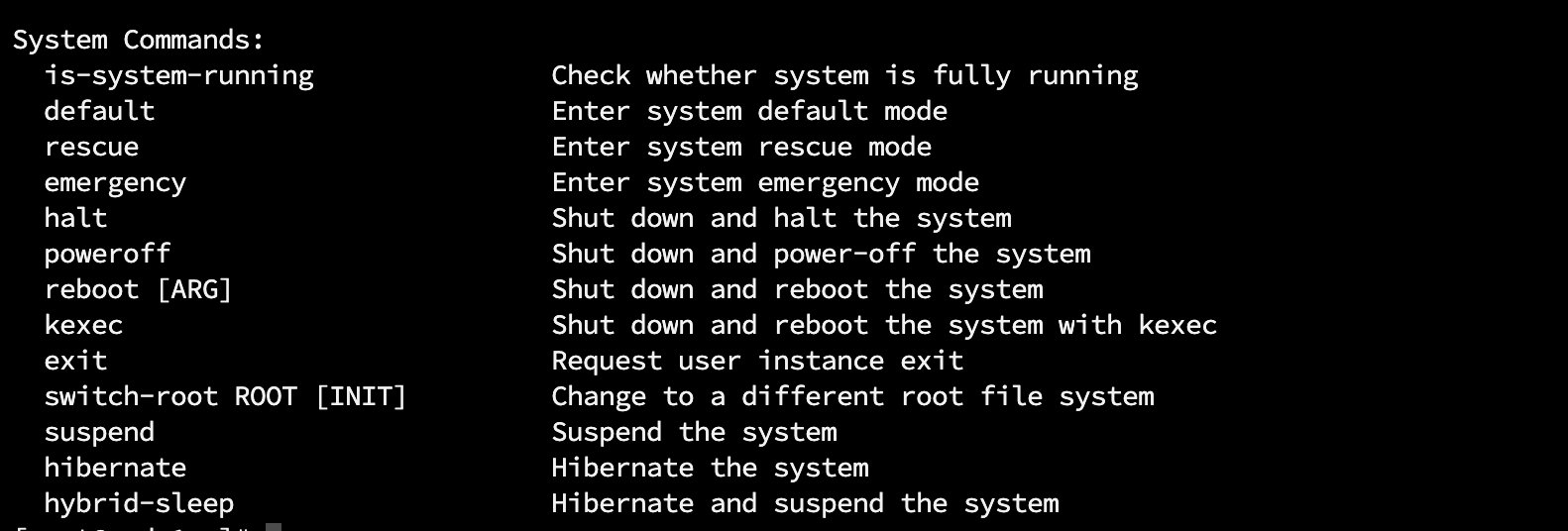 systemd system commands